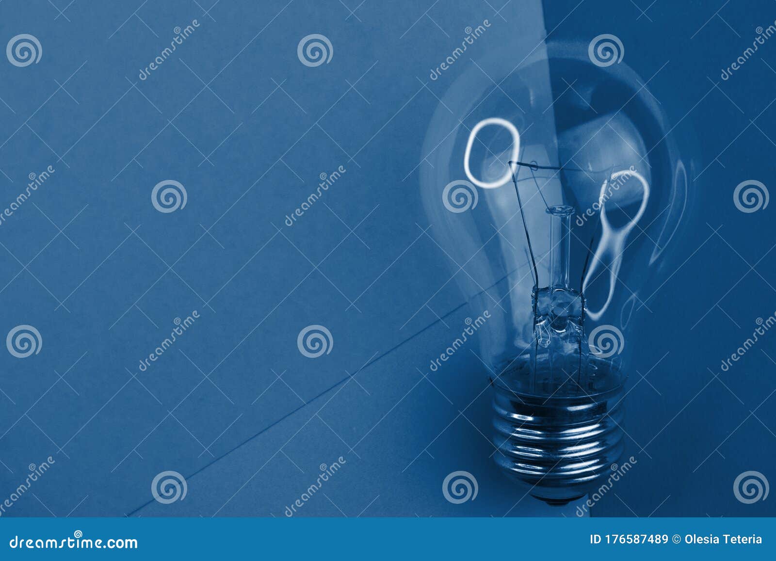 Selective Focus, Incandescent Light on a Colored Background Stock Image