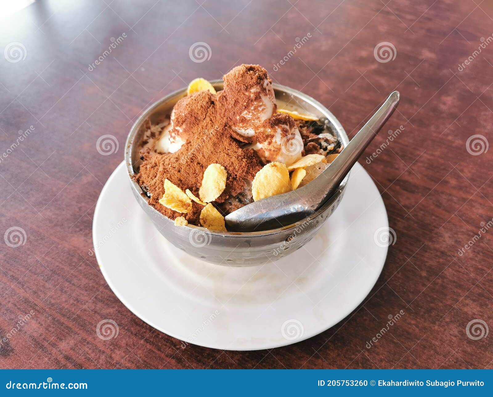 selective focus photo with noise effect of mixed bean ice or locally known as aiskrim cendol gula apong.