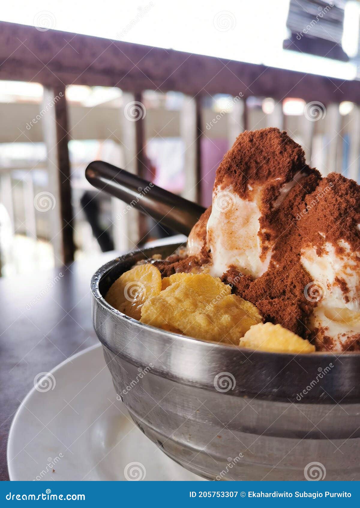 selective focus photo with noise effect of mixed bean ice or locally known as aiskrim cendol gula apong.