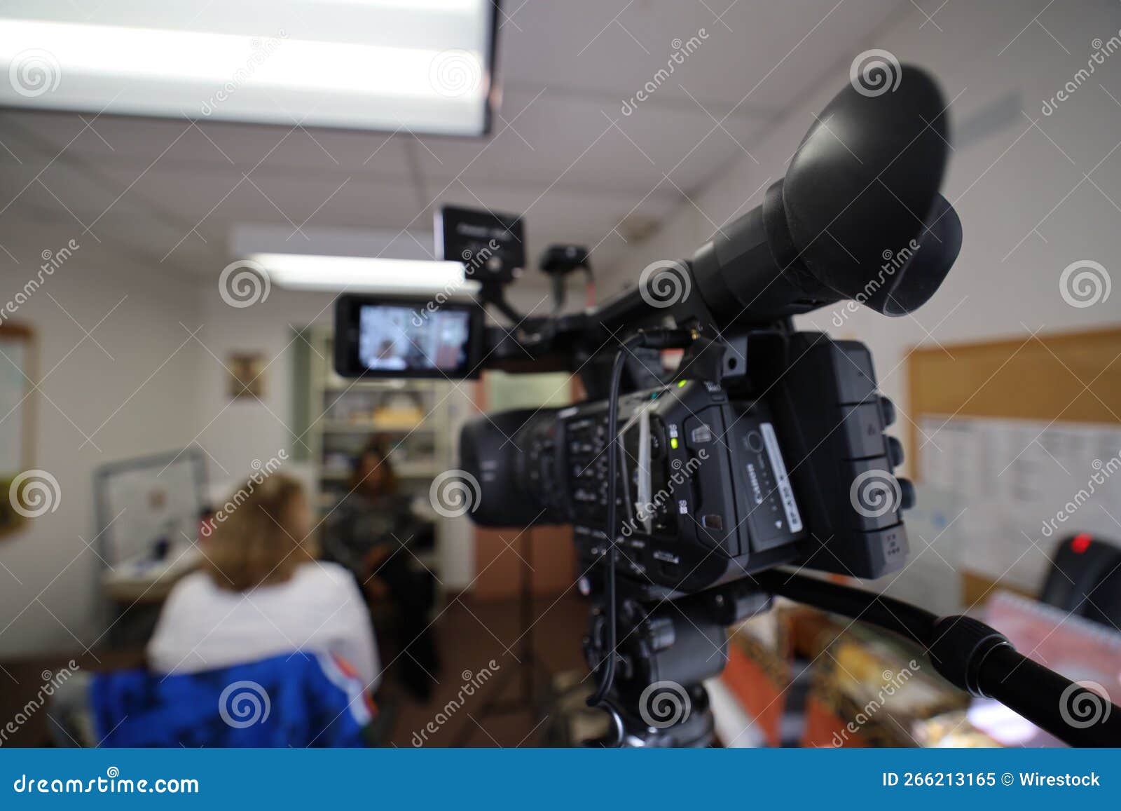 Selective of a Video Camera Filming an Interview Stock Image Image of