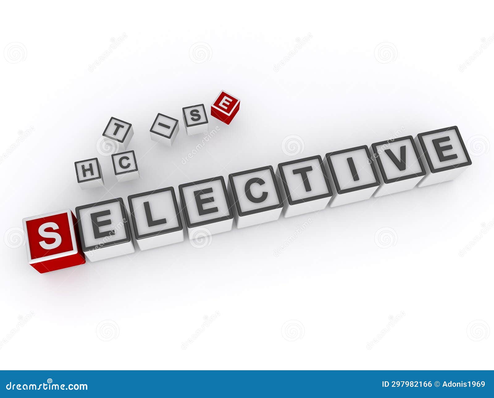 selective word block on white