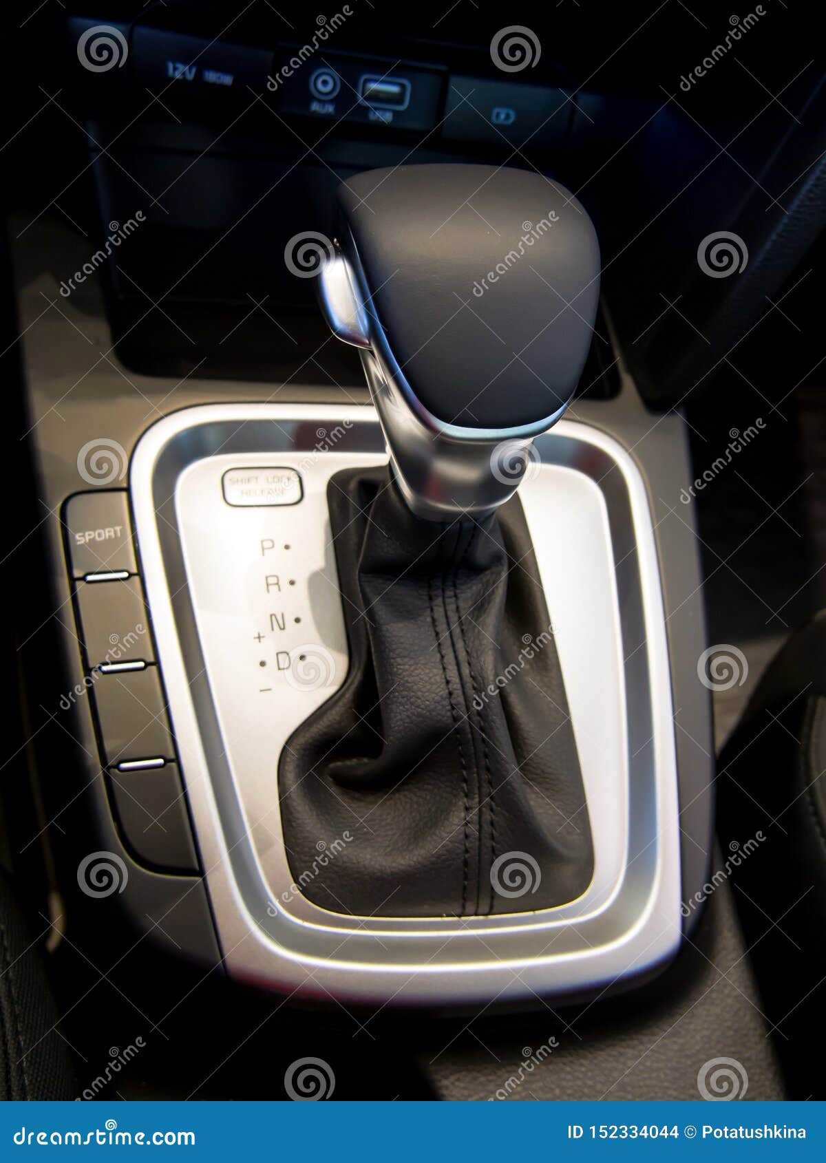 The Selector of an Automatic Transmission in Position `P` Stock Photo