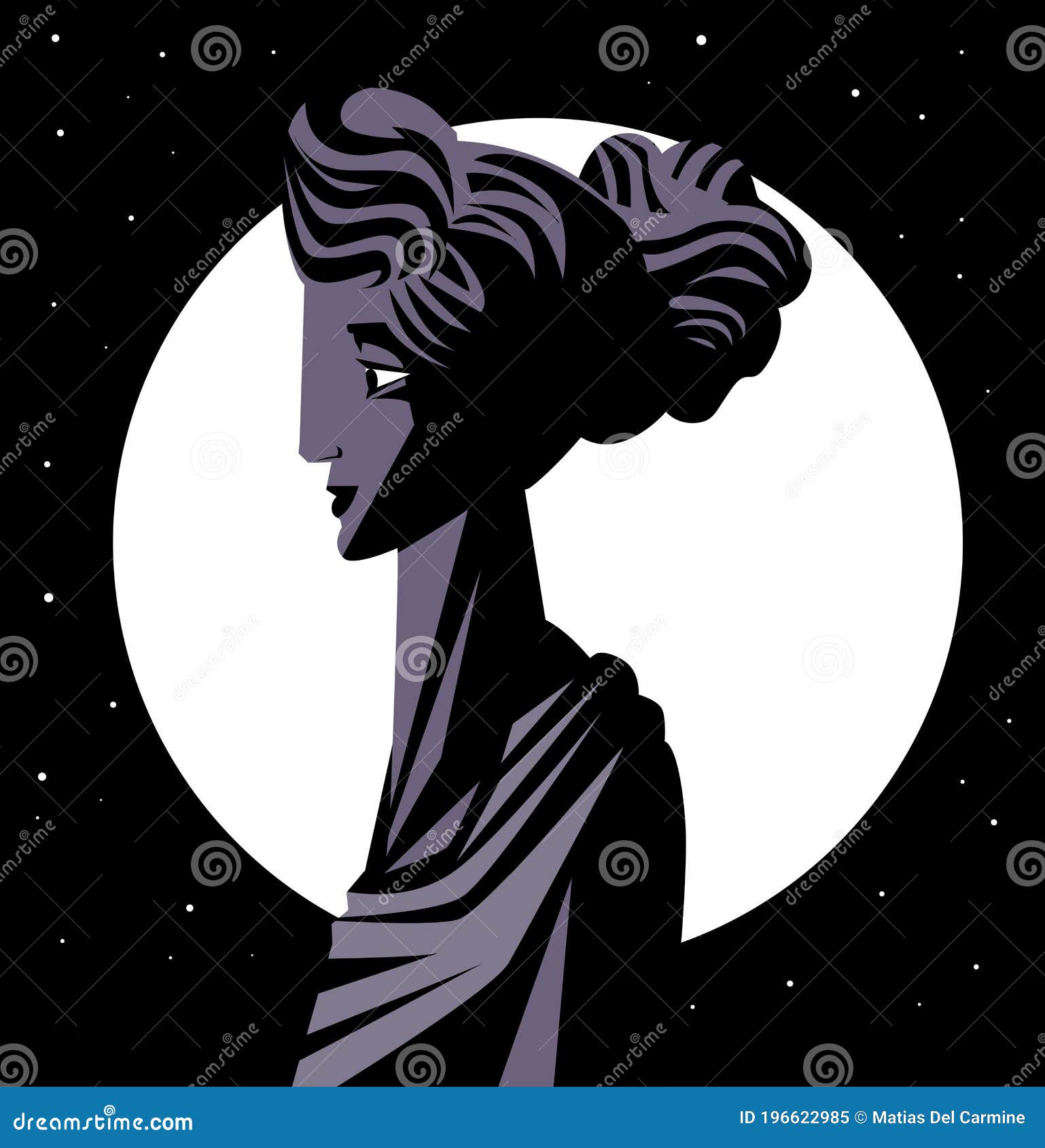 Selene Luna Greek Mythology Goddess Of The Moon Vector Illustration selene-luna-greek-mythology-goddess-of-the-moon-vector-illustration