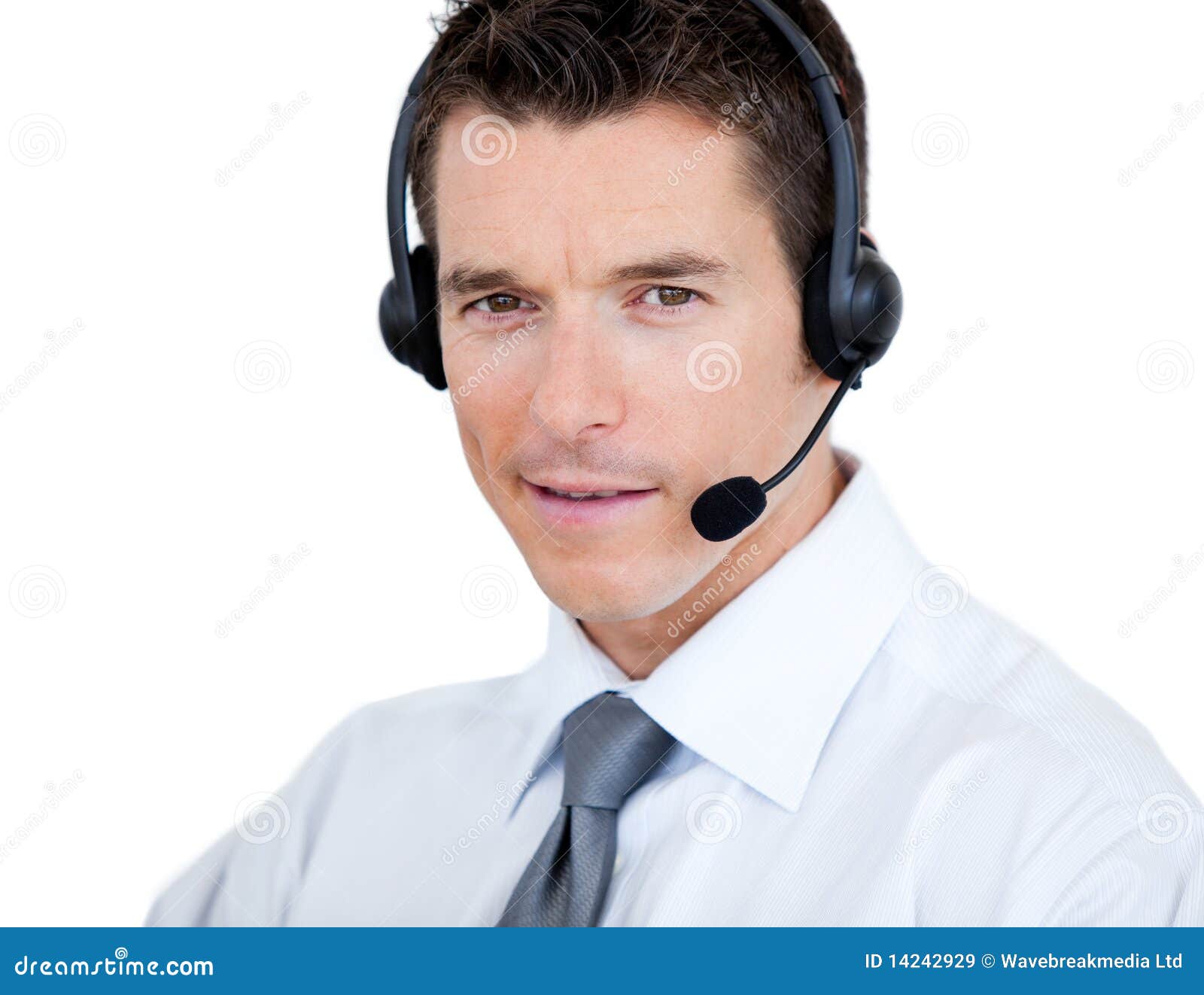 self-assured man with headset on