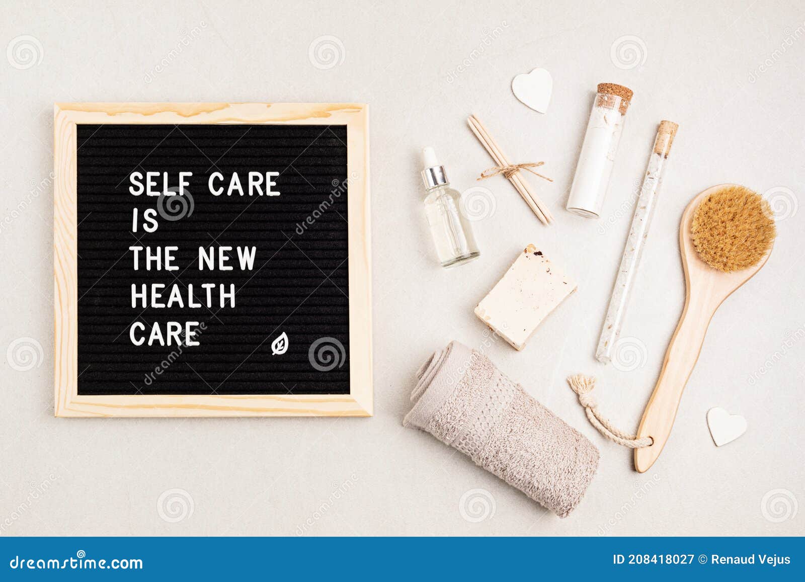 Men self care kit black box with male beauty care products and devices and  letter board