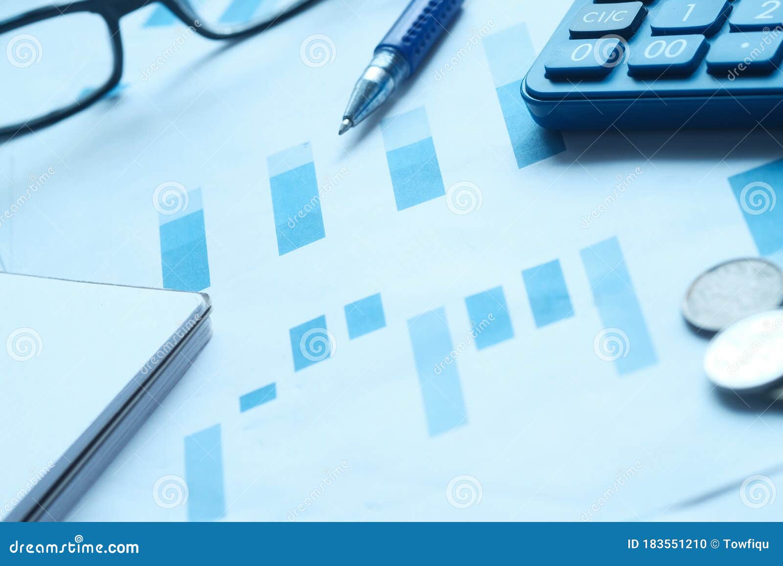 Financial Charts and Office Supplies on Desk Stock Photo Image of