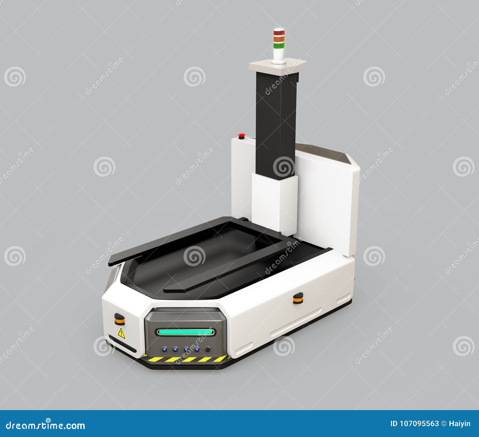 self driving agv with forklift on gray background