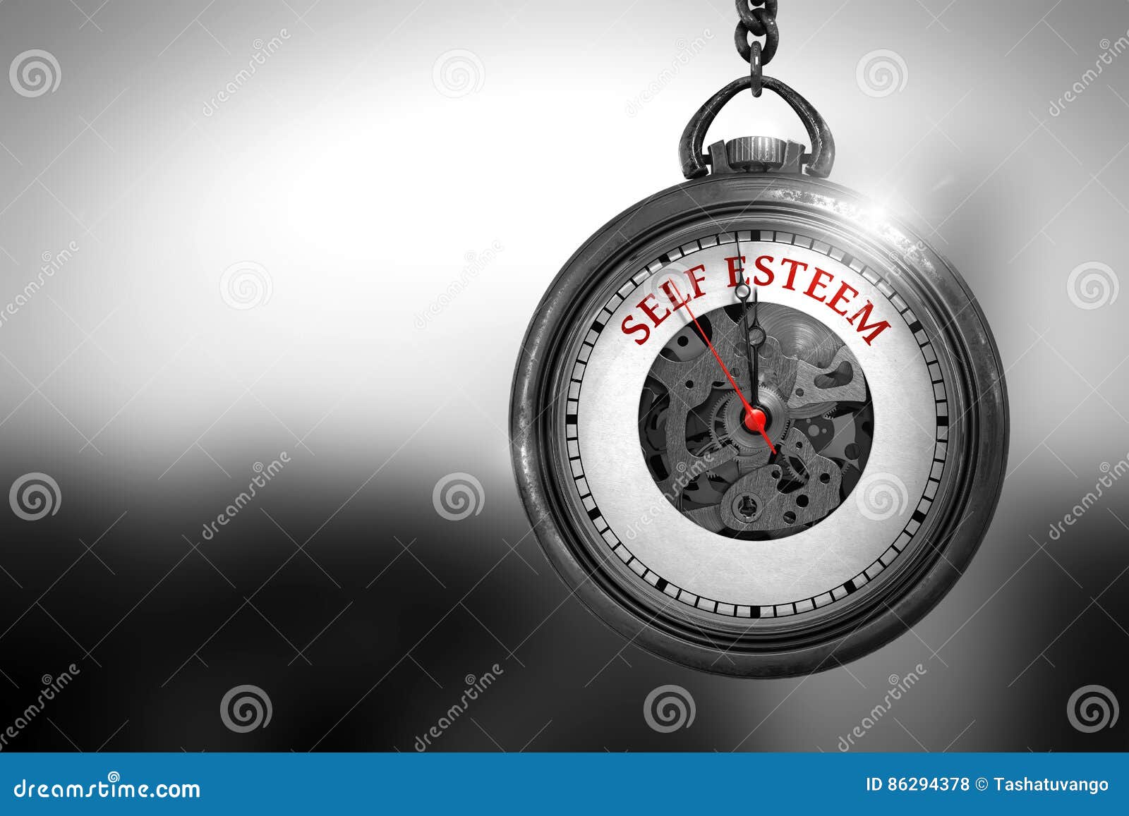 self esteem on vintage pocket clock. 3d .