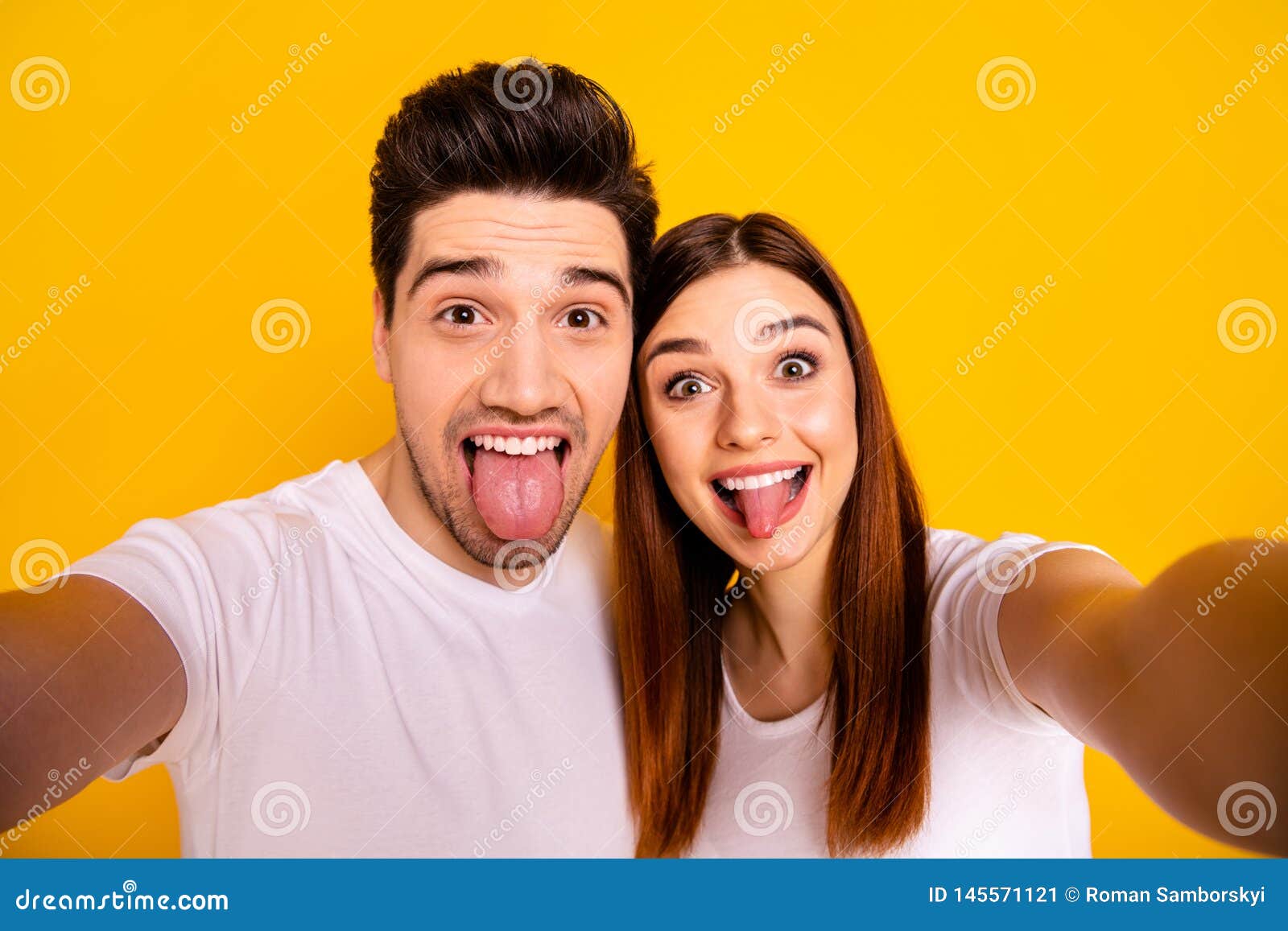 Self Portrait Of His He Her She Two Nice Attractive Lovely Stylish Cheerful Cheery Comic Playful