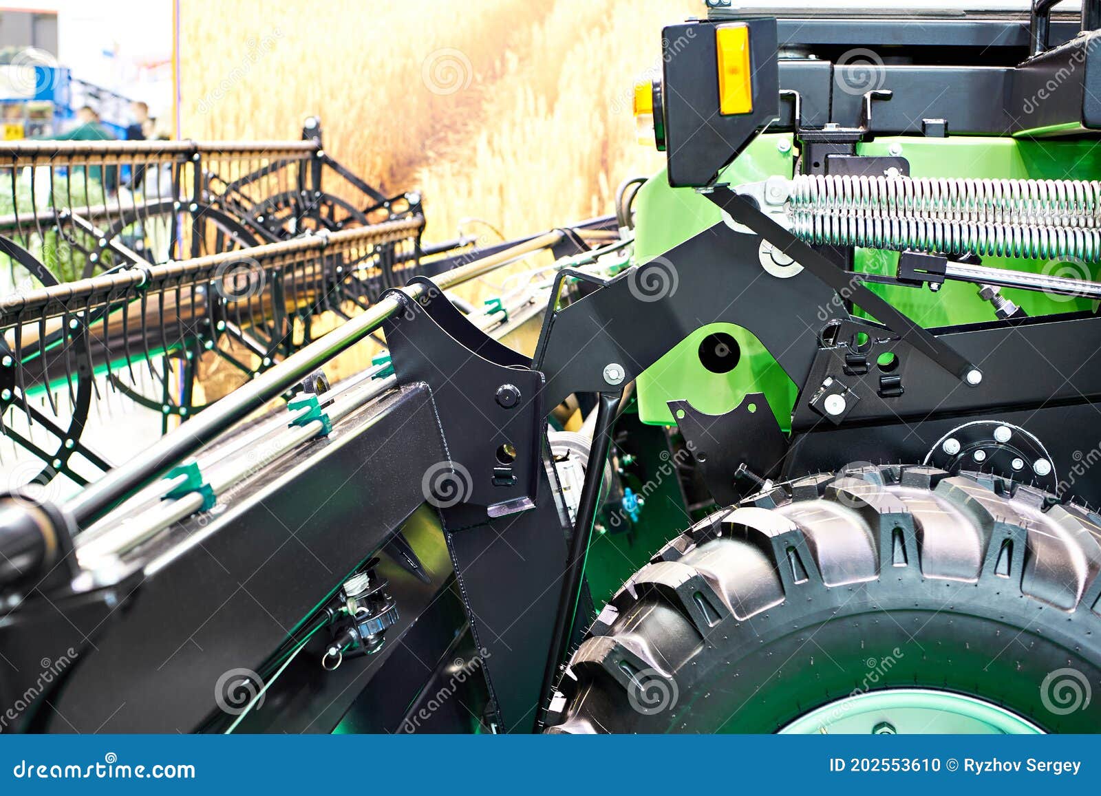 Selfpropelled Mower Conditioner with Grain Swath Header Stock Photo
