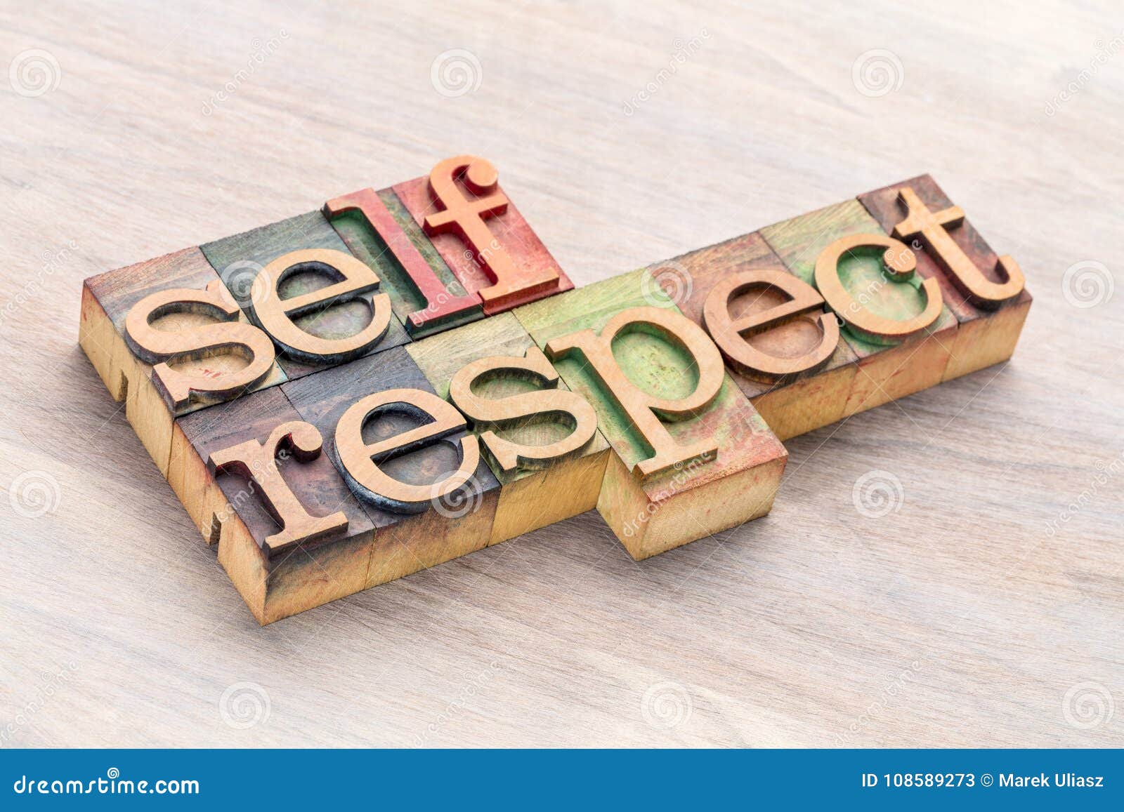 Self-respect Word Abstract in Wood Type Stock Image - Image of ...