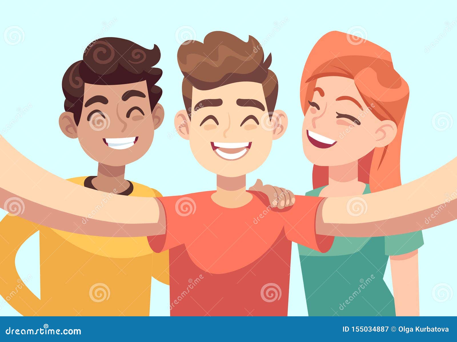 Selfie Con Los Amigos Adolescentes Sonrientes Amistosos Que Toman El  Retrato De La Foto Del Grupo Personajes De Dibujos Animados Ilustración del  Vector - Ilustración de personas, lifestyle: 155034887