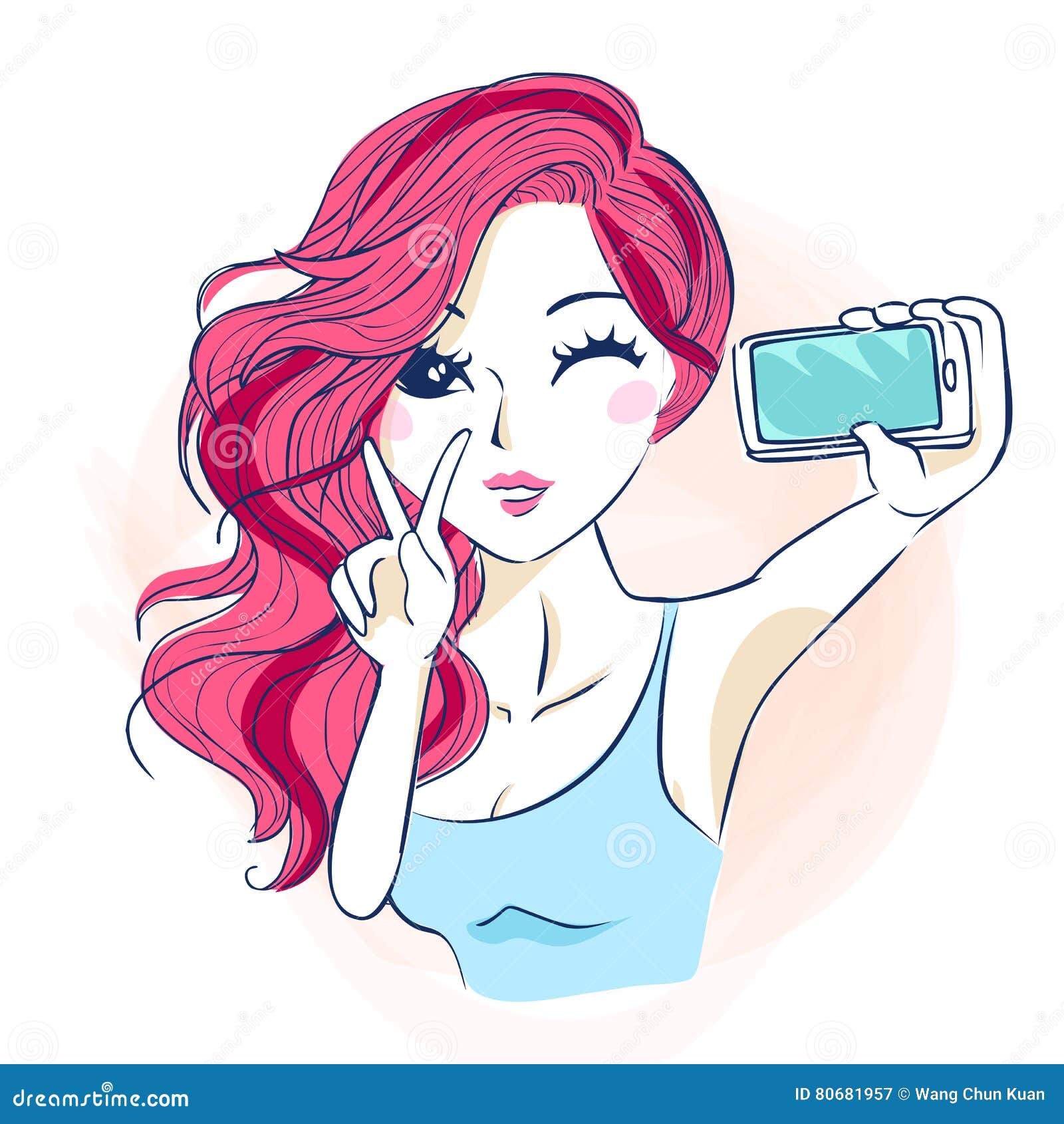 Selfie Da Mulher Dos Desenhos Animados Ilustração Do Vetor Ilustração De Projeto Menina 80681957