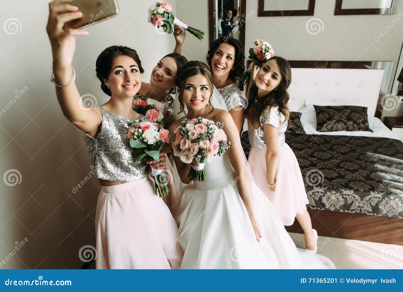 Selfie of the Girls with Bride before Wedding Stock Image Image of