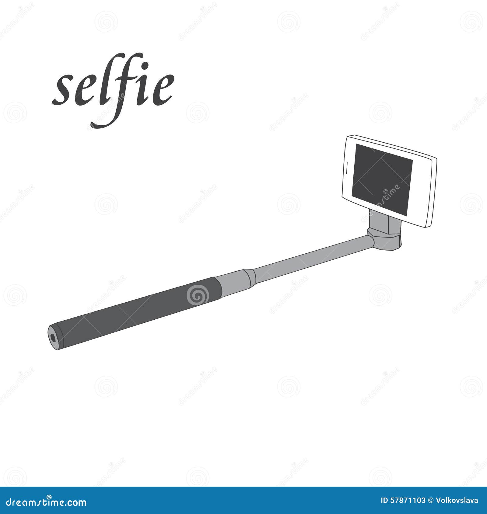 Selfie stick monopod vector. Illustration isolated - 57871103