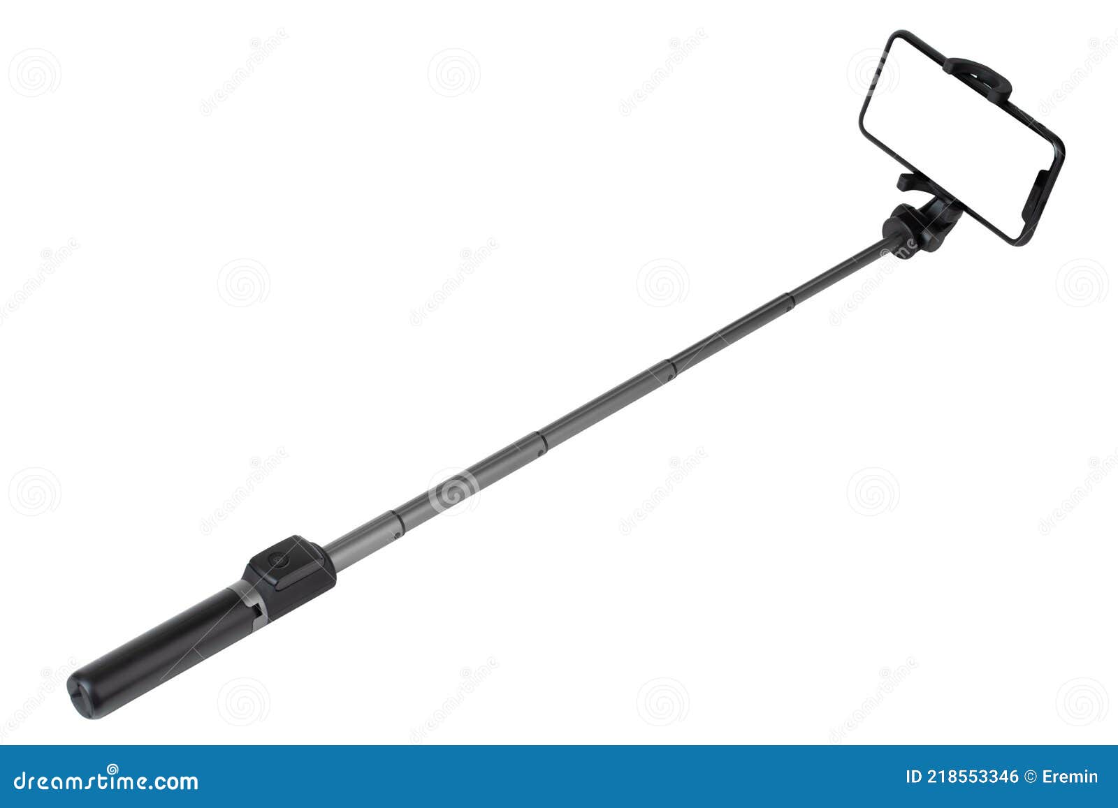 Selfie Stick and Smartphone on a White Background. Stock Photo Image