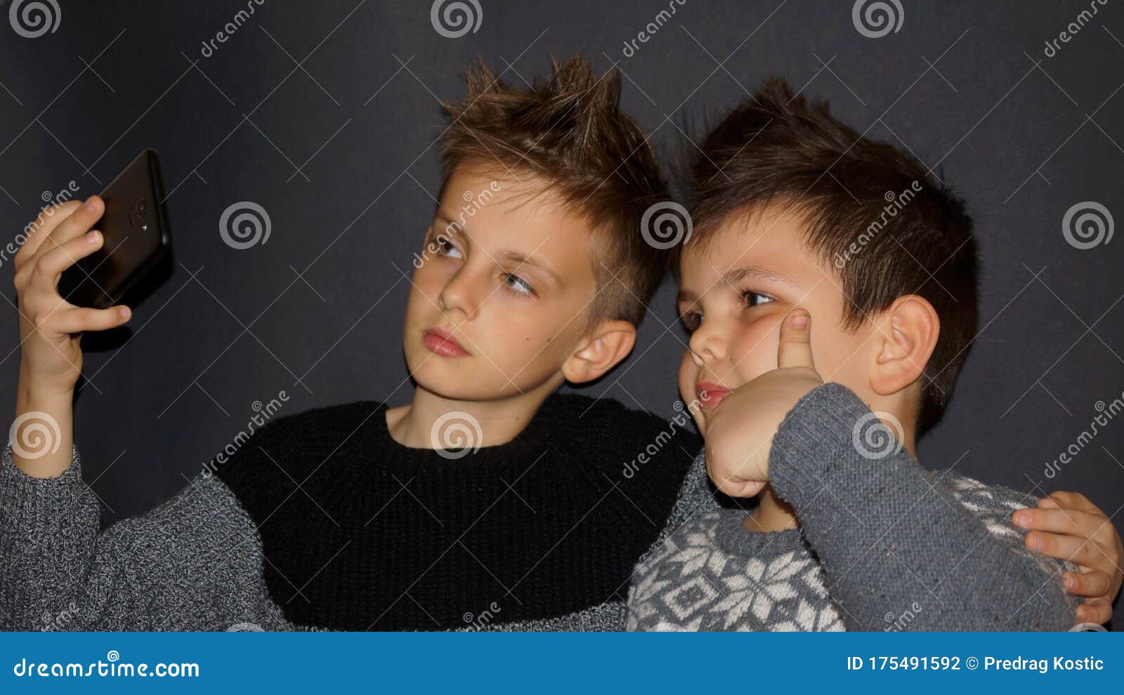 Selfie Two Boys with Modern Hairstyles Stock Photo - Image of hairstyles,  time: 175491592