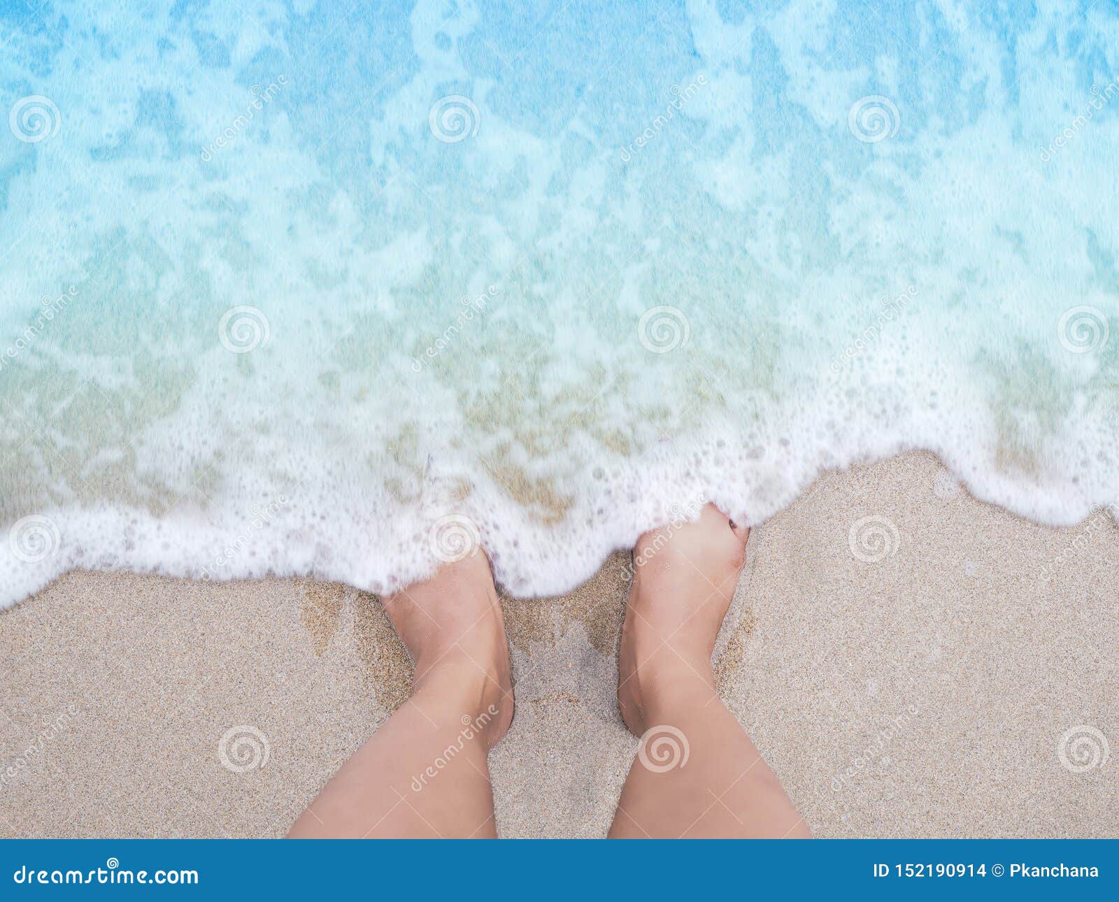 Selfie Woman Feet on Summer Beach Background Stock Photo - Image of ...