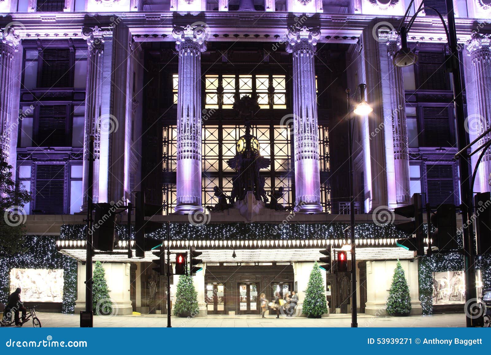 Selfridges Christmas Trees At Night Editorial Photo 