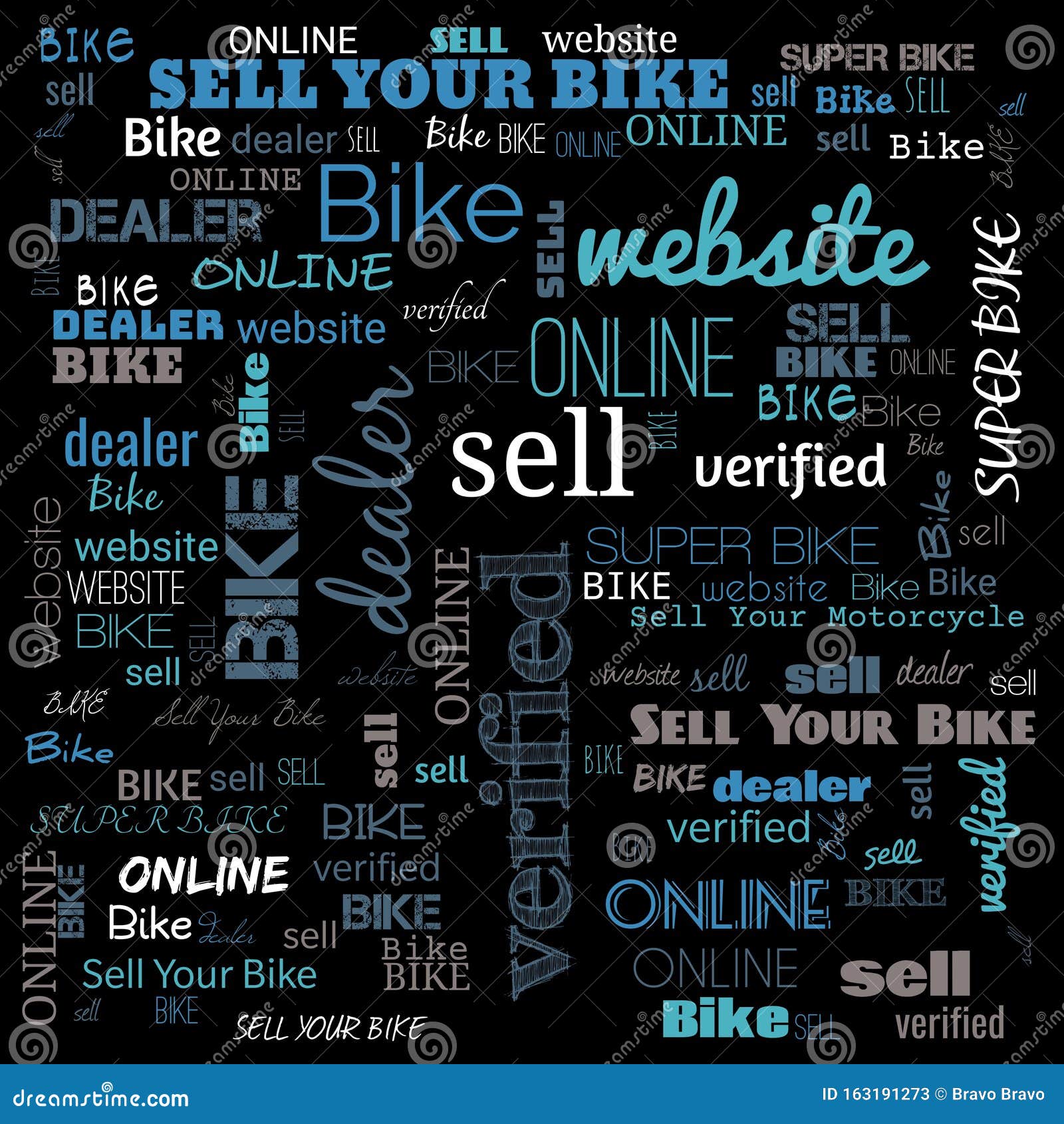 Sell Bike Word Cloud Use for Banner, Painting, Motivation, Web-page, Website Background, T-shirt and Shirt Printing, Poster, Stock Image