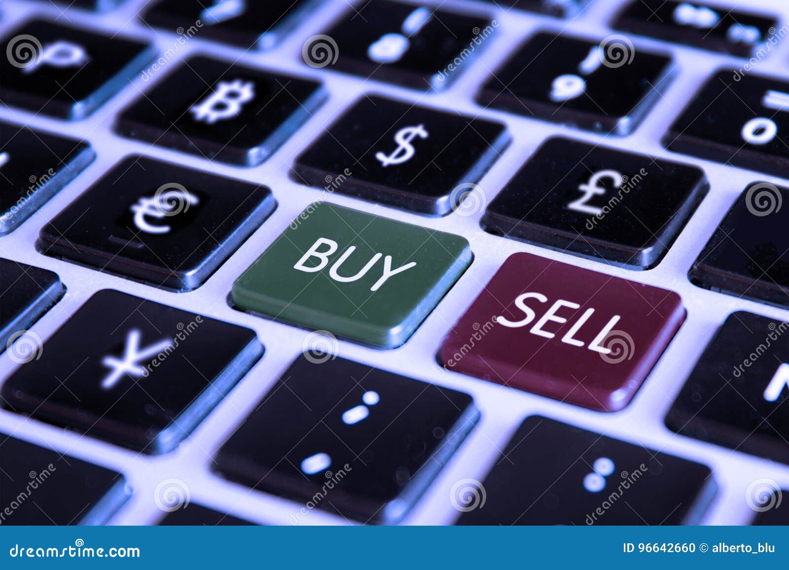 sell buy market trading computer keyboard with forex currencies