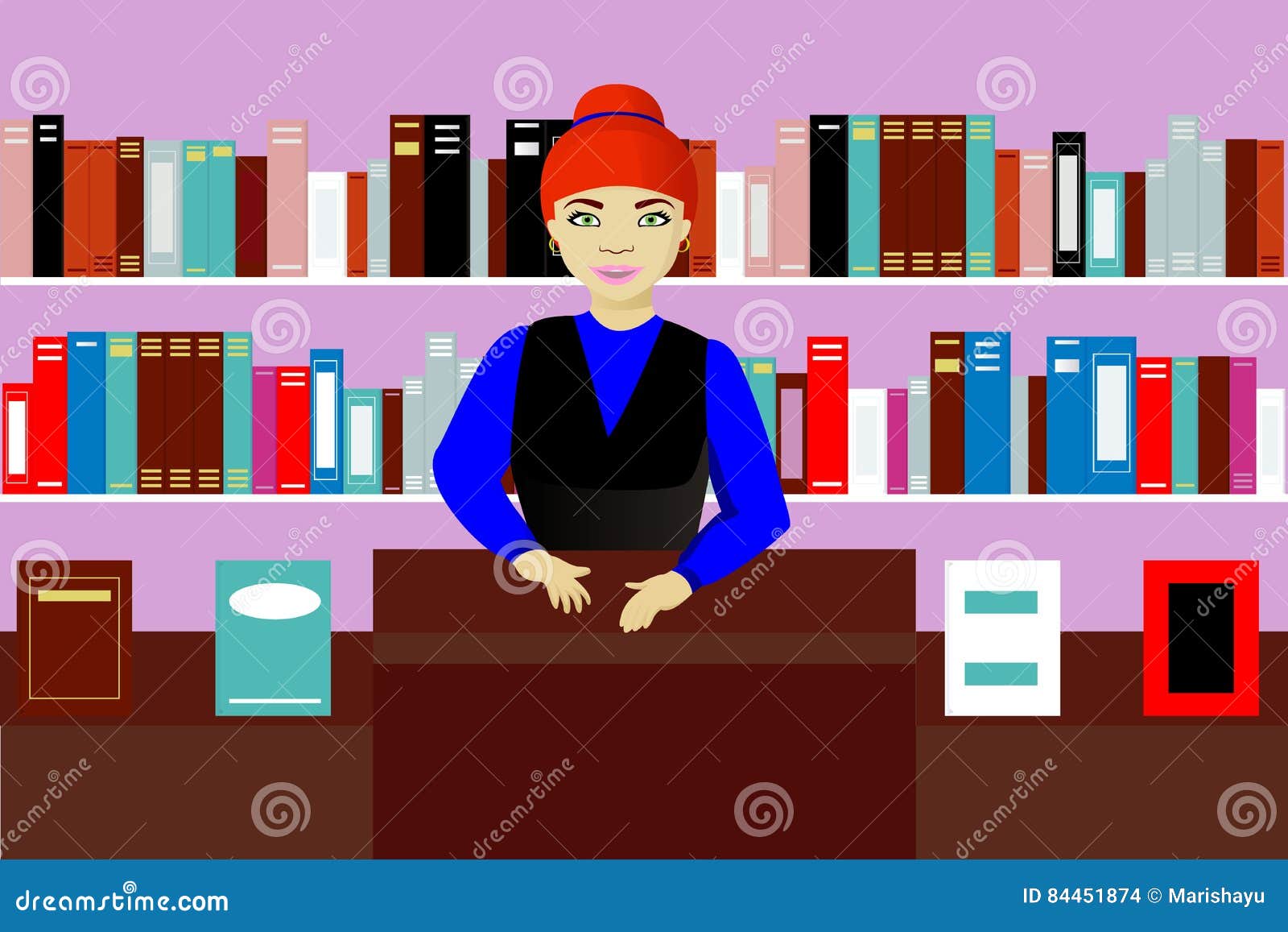 seller in book shop