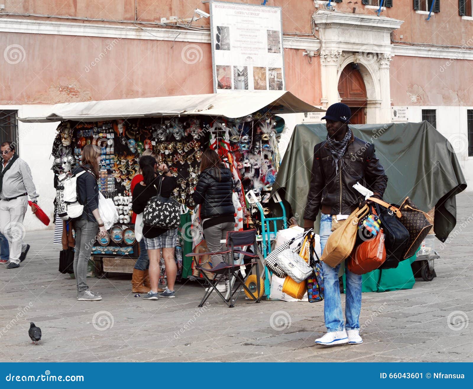 Seller Fake Branded Bags Selling Bags On The Venetian Embankment Editorial Photo - Image of ...
