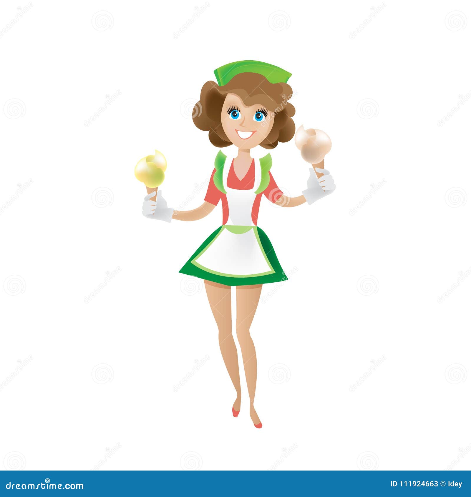 Seller of Fresh Sweet Ice Cream, in Branded Clothes, Sarafan. Stock Vector  - Illustration of food, refreshment: 111924663