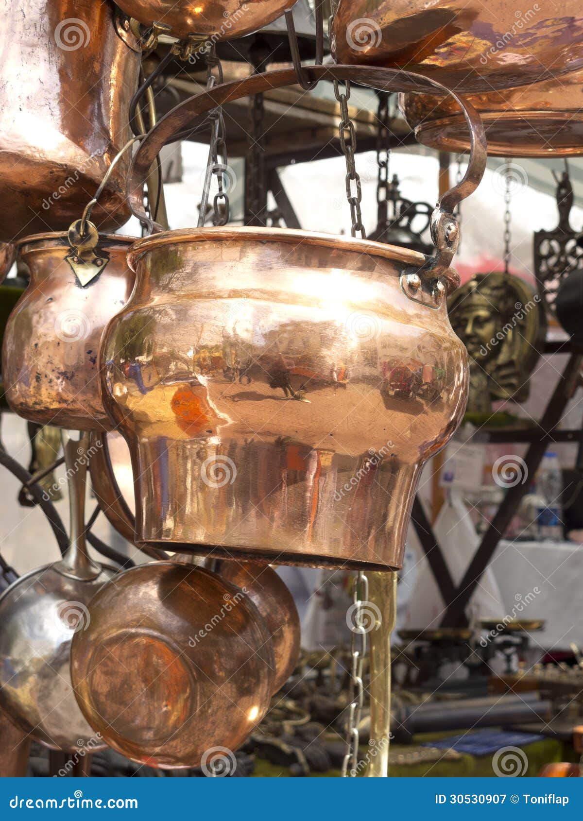 Selling Antique Copper Kitchen Utensils Stock Image ...