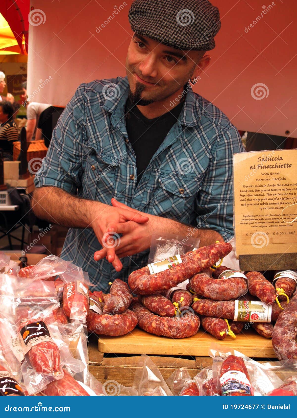 Selling Italian salami editorial photography. Image of sausage 19724677