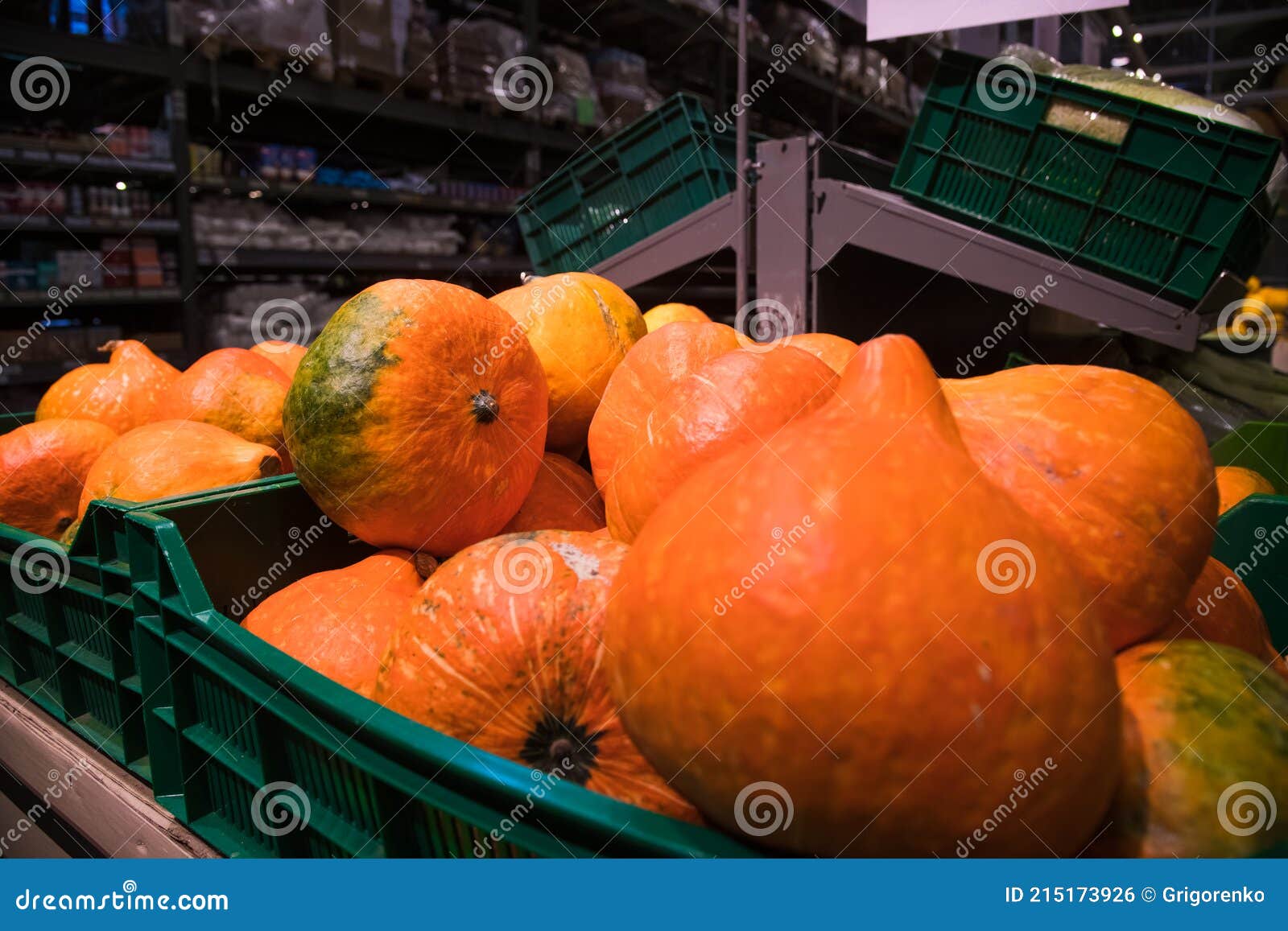 Selling Pumpkins in the Store Stock Photo Image of vegetable, sale 215173926