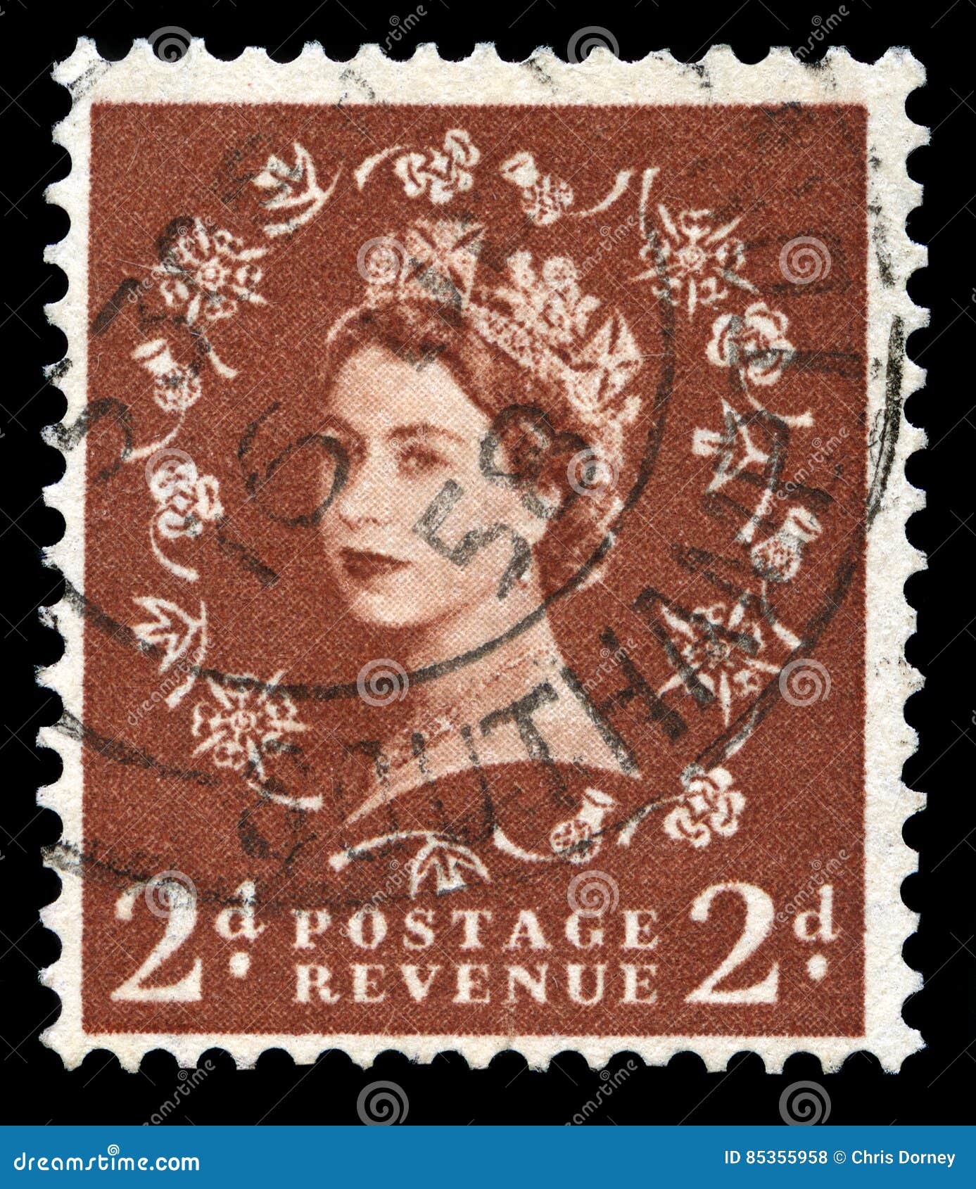 Selo Postal Da Rainha Elizabeth II Do Vintage Foto de Stock Editorial Imagem de inglês, grande
