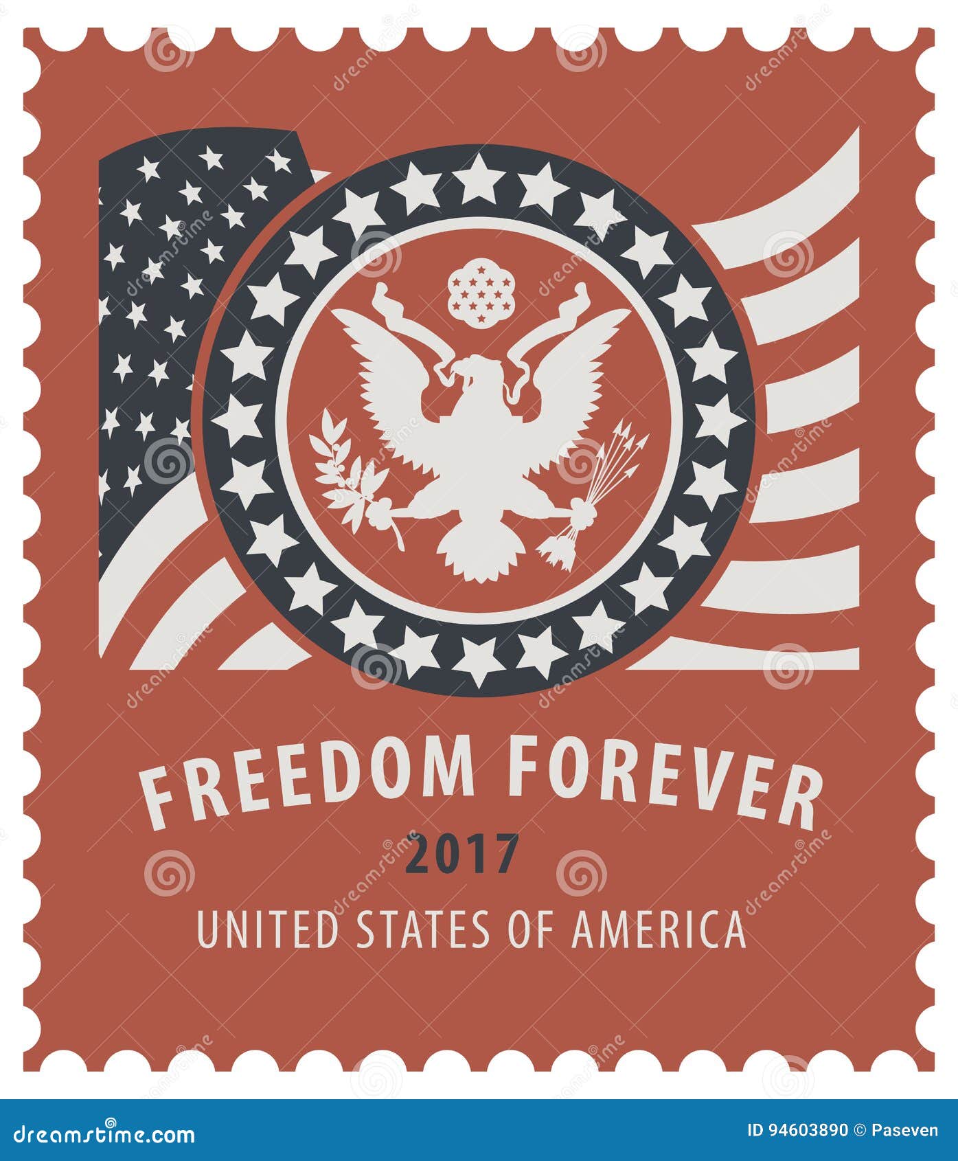 Selo Postal Dos EUA Com a águia E a Bandeira Americana Ilustração do Vetor  - Ilustração de américa, independência: 94603890, image size:1395x1690