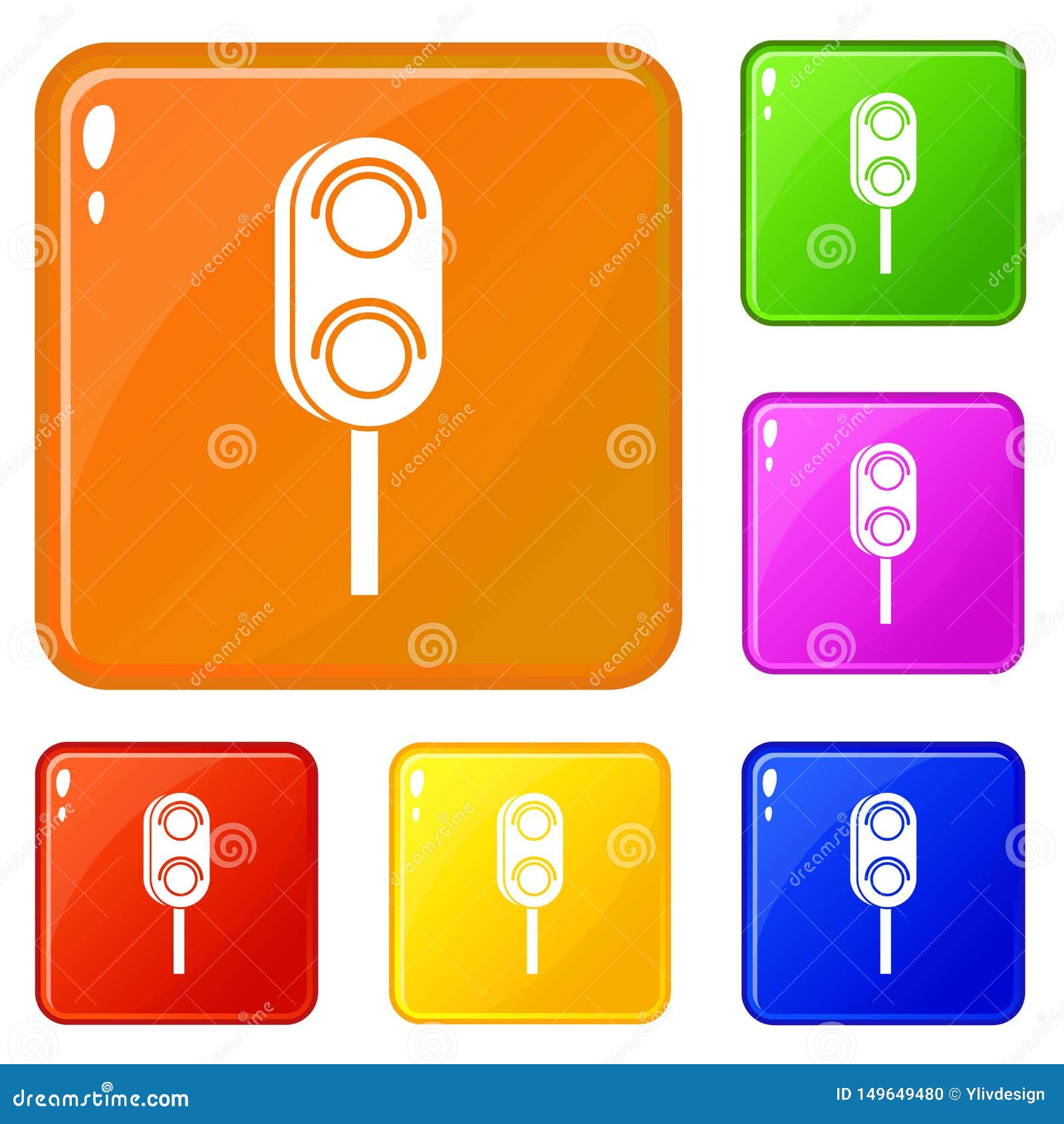 semaphore trafficlight icons set  color