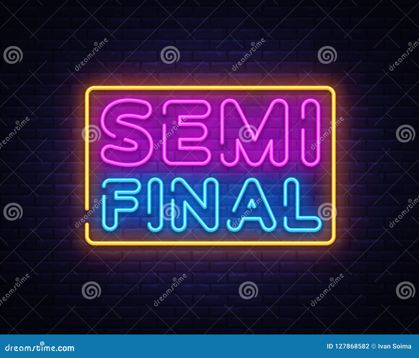 Semi Final Neon Text Vector Design Template Neon Logo Light Banner Design Element Colorful Modern Design Trend Night Stock Vector Illustration Of Illuminated Championship