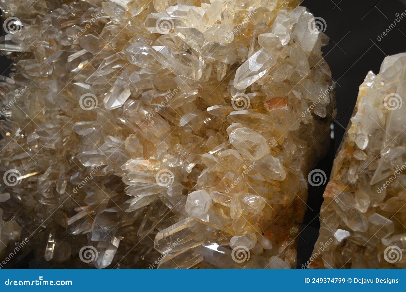 Semi Precious Quartz Crystals Growing Together in a Cluster Stock Image