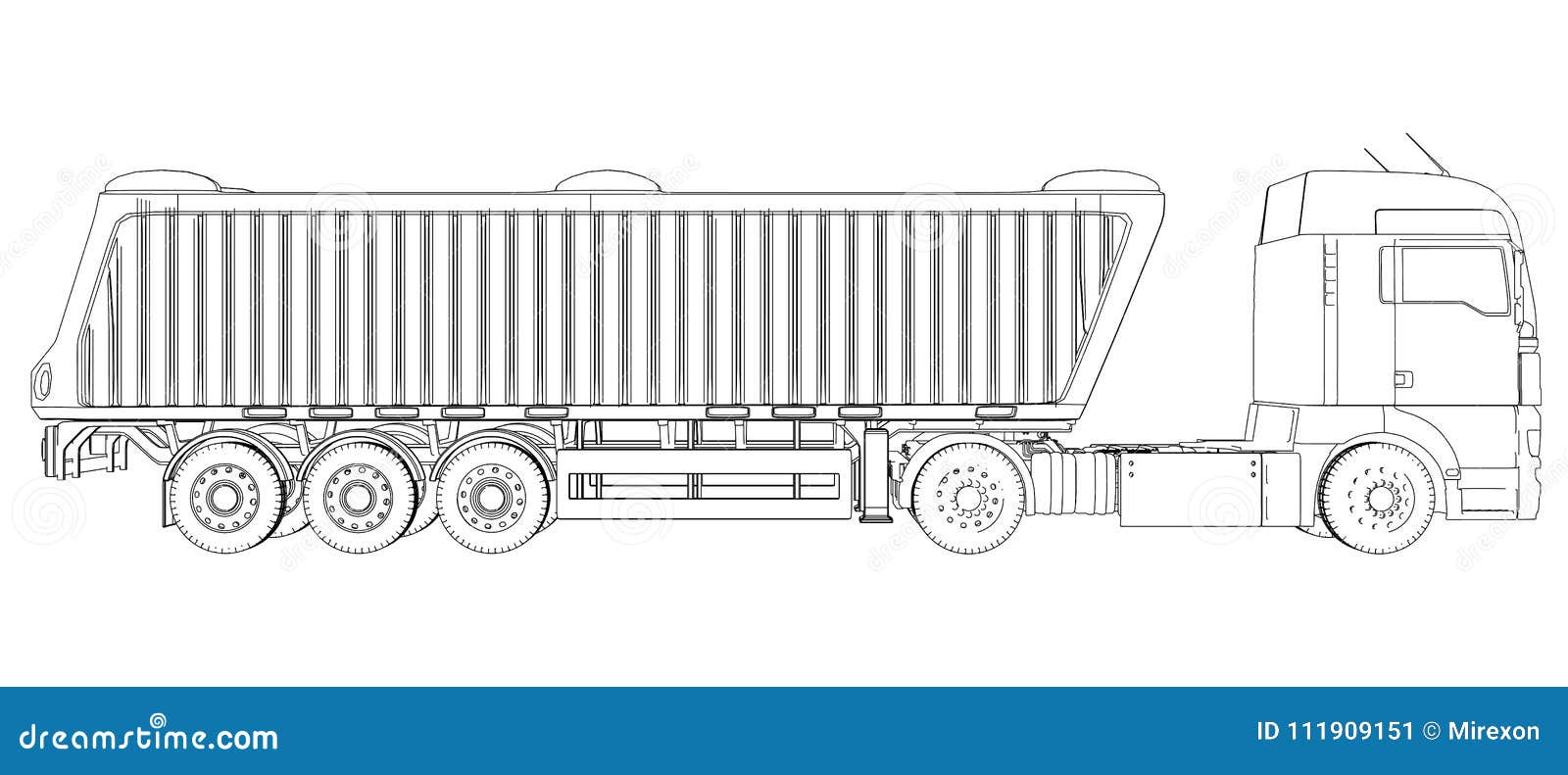 A sketch of the big truck with the trailer. Stock Vector | Adobe Stock