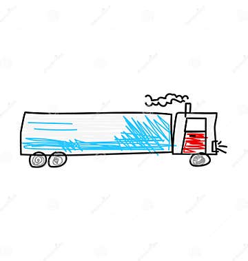 Semi-trailer Truck - Kid S Drawing - Cartoony Vector Stock Illustration
