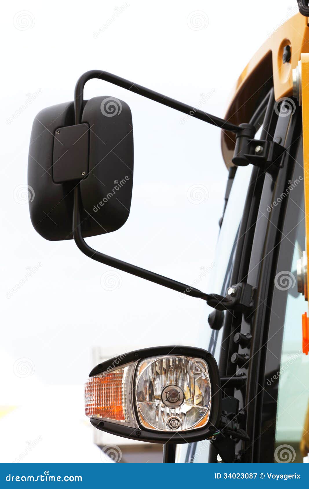 Semi Truck Mirror and Headlight Detail Stock Image Image of transport