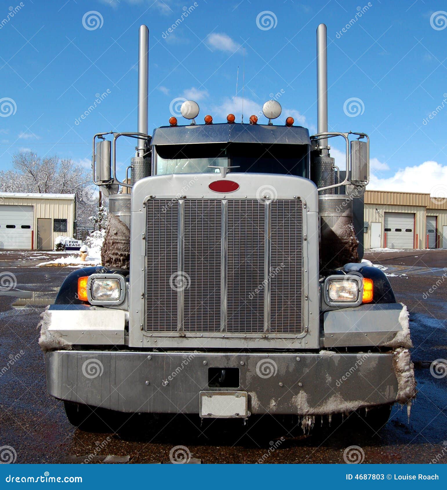 Semi Truck in Winter stock image. Image of chrome, industry  4687803