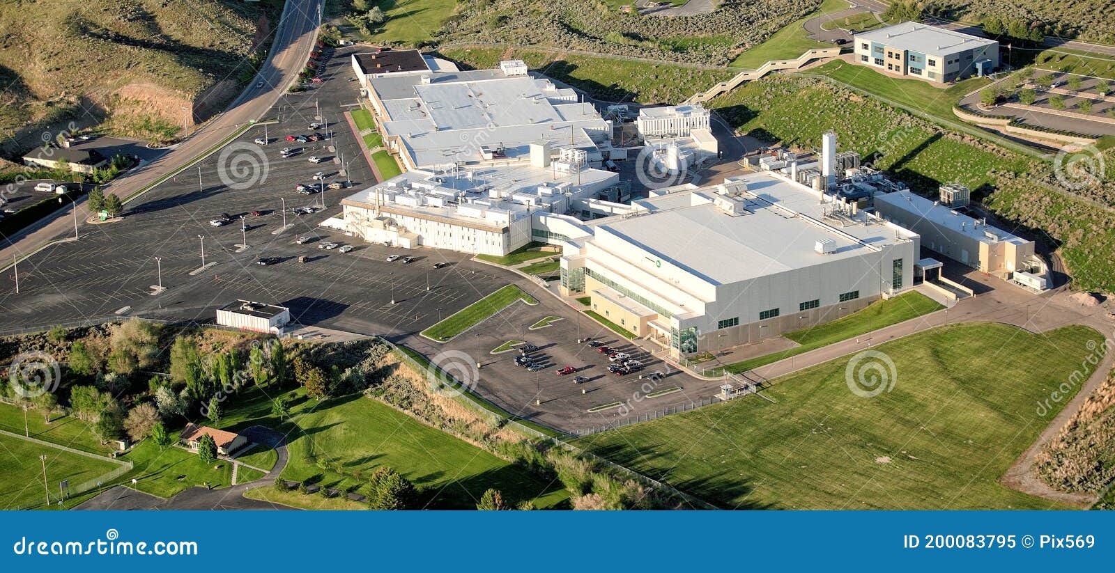 an aerial view of an on semiconductor manufacturing plant.
