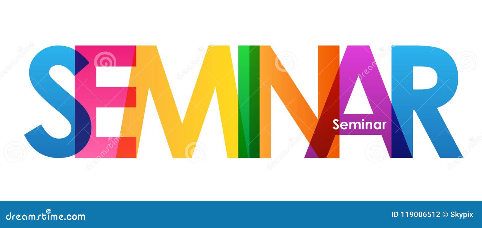 Seminar Colorful Overlapping Letters Vector Banner Stock