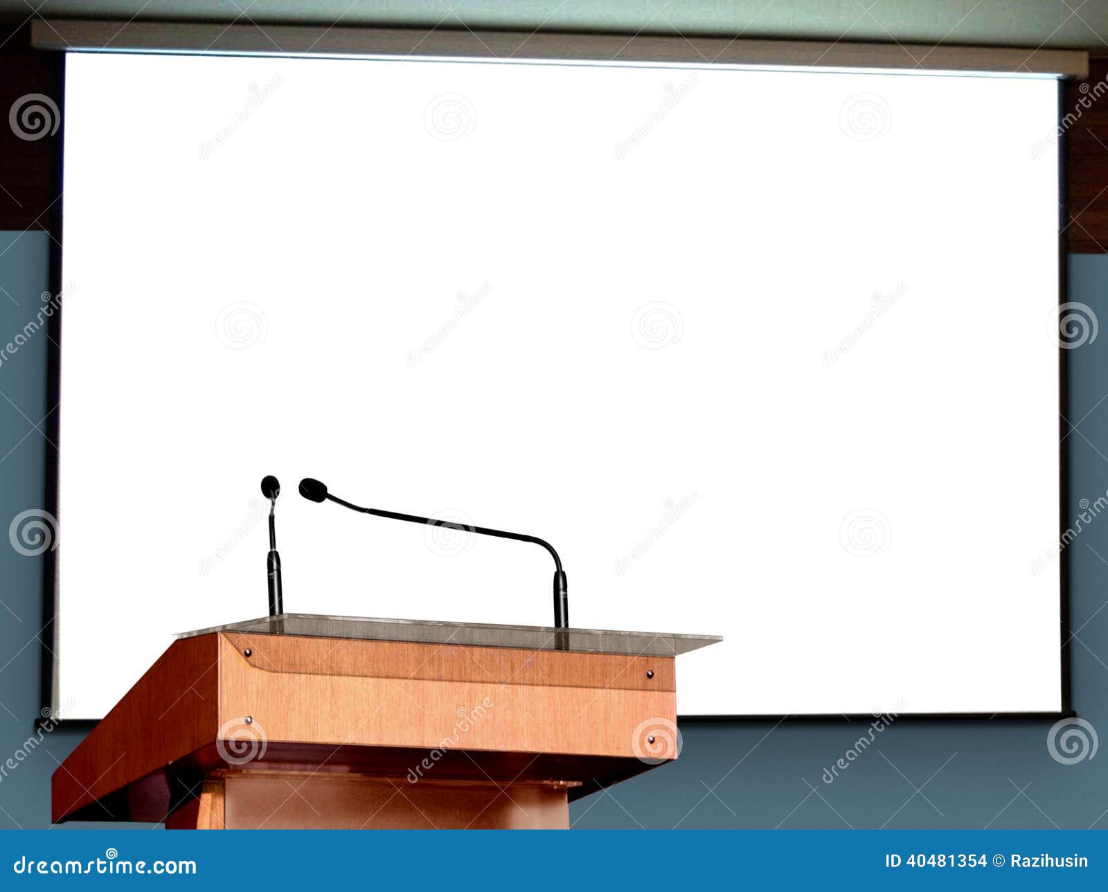 seminar podium with blank screen