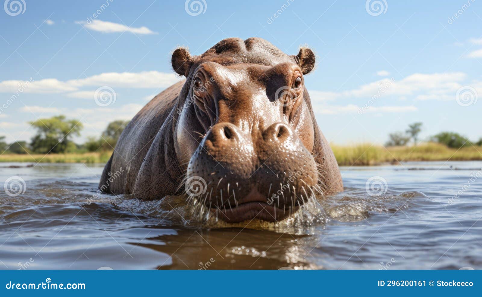 sencillo hippopotamus: a realistic animal portrait in post-processed uhd image
