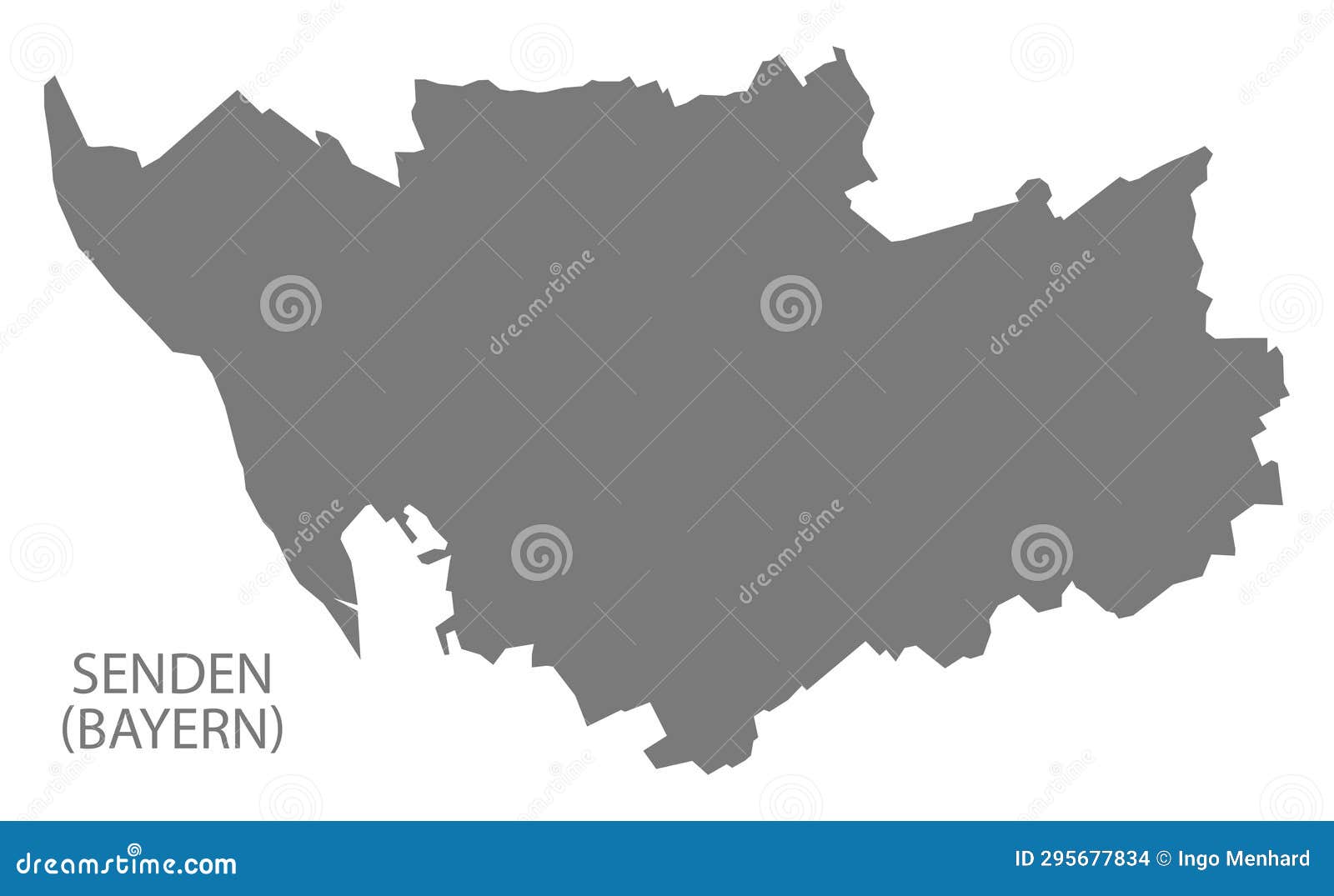 Senden in Bavaria German City Map Grey Illustration Silhouette Shape