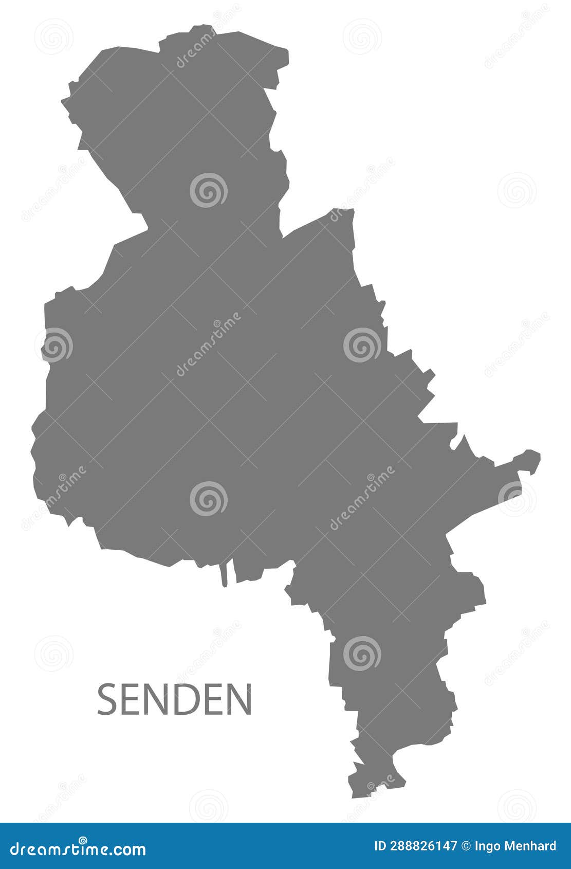 Senden German City Map Grey Illustration Silhouette Shape Stock