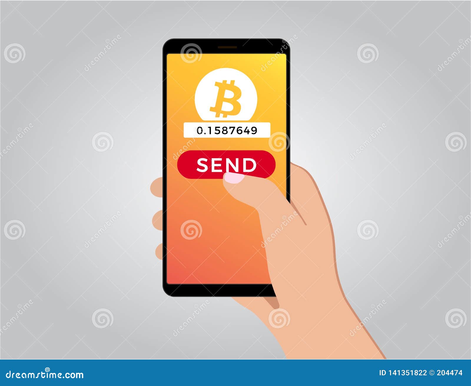 Sending Bitcoin from Mobile Phone Stock Vector - Illustration of receive,  digital: 141351822