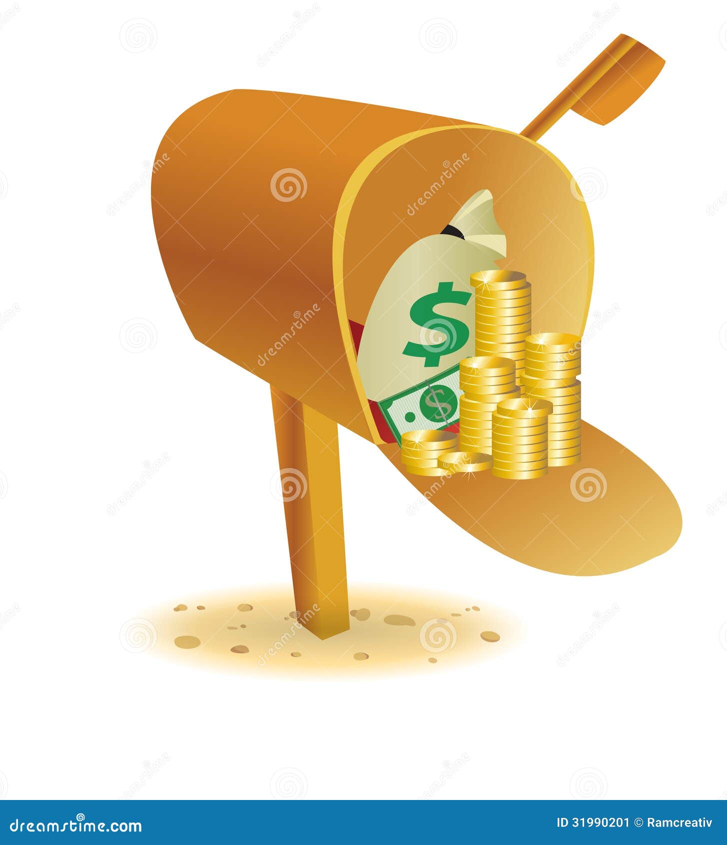 Sending With Gold In Mailbox Stock Vector Illustration of currency