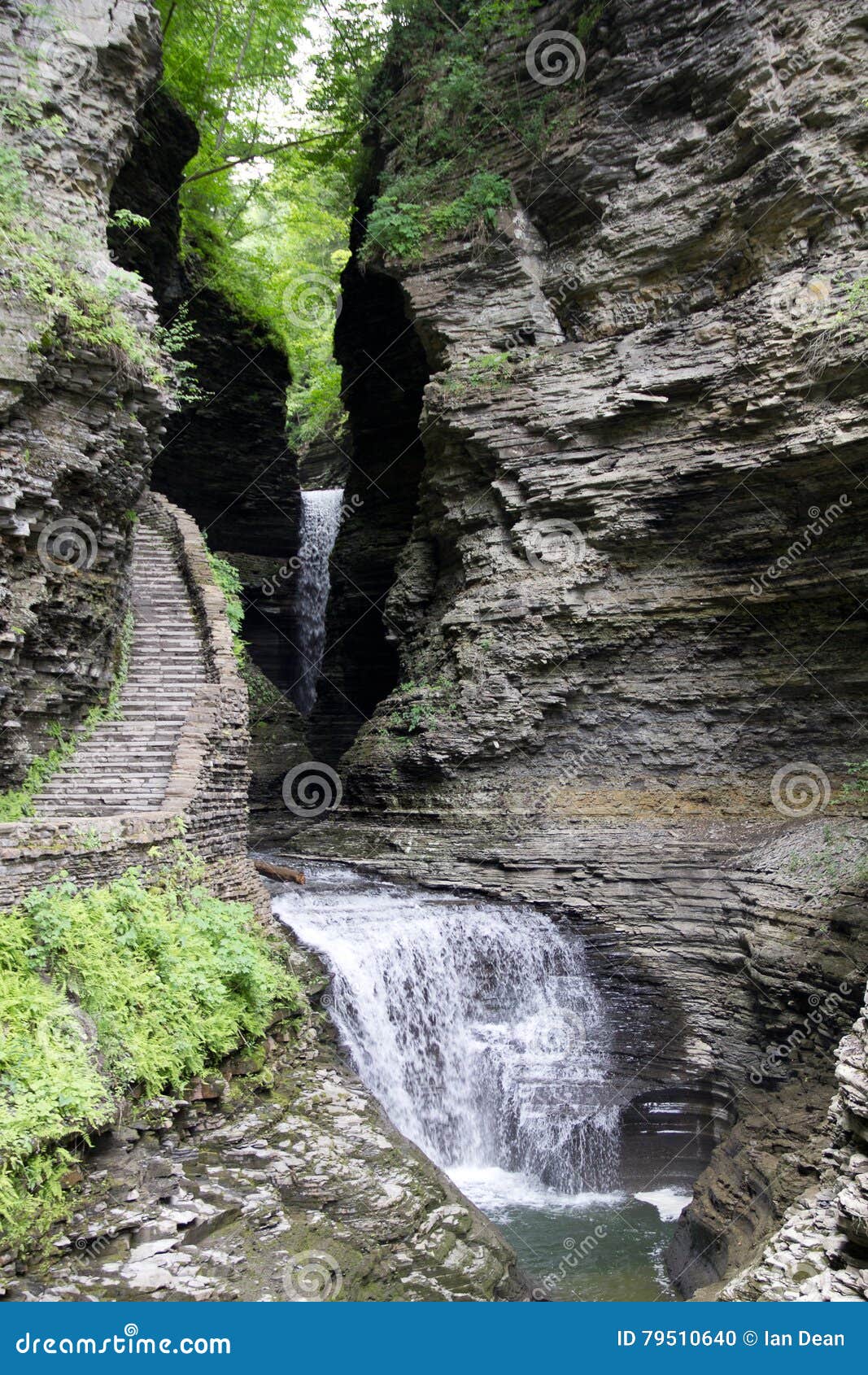 Seneca Falls Waterfall and Stone Steps Stock Photo Image of water, forest 79510640