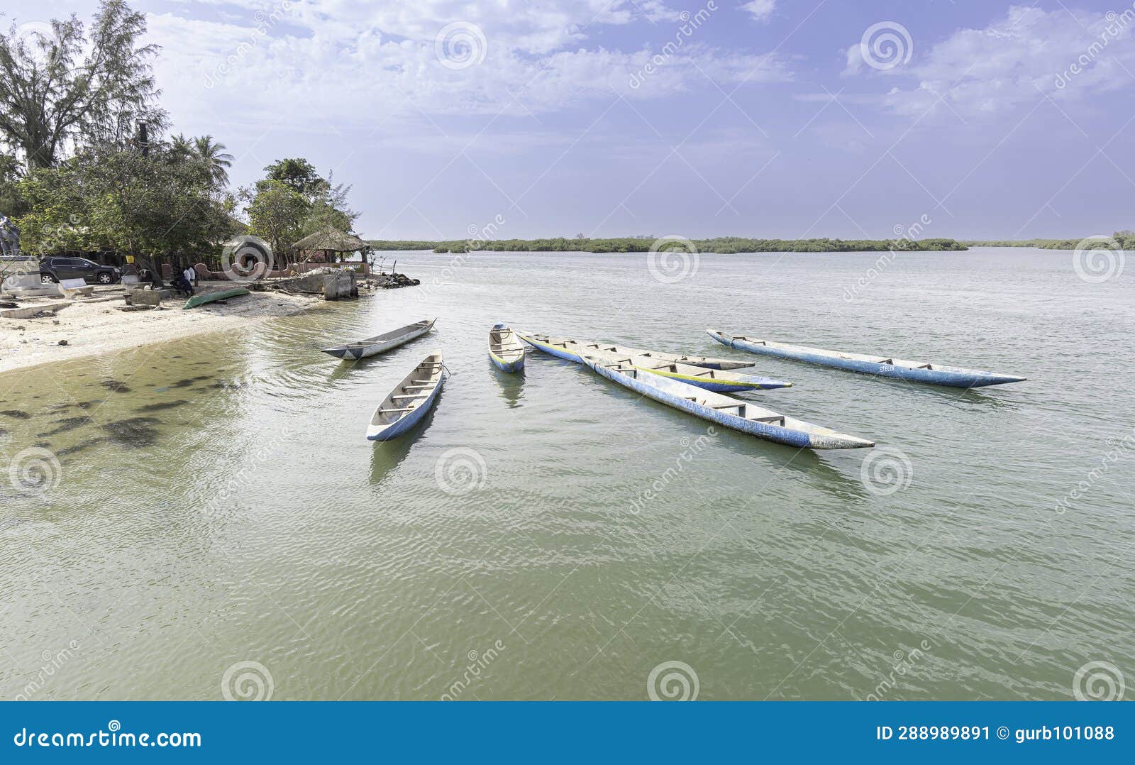 fishing boat at sine- saloum delta senegal, africa